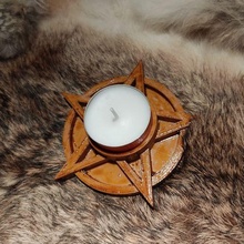 pentagram wiccan tealight witch holder candleholder light dark magic 3d print model - Mito3D