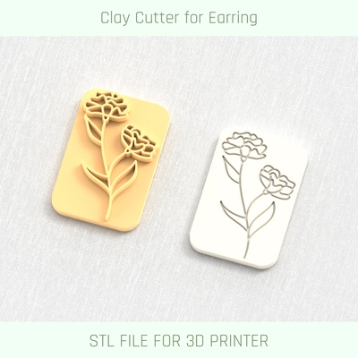peony flower clay stamp ceramic texture stl earring polymer cutter tool jewellry mini cutters mirco stamps embossing 3d print model - Mito3D