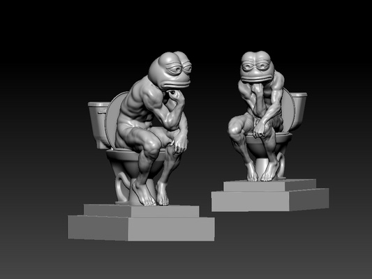 pepe toilet statue - decor 3d print art frog coin garden destop greek funny deep 3d print model - Mito3D
