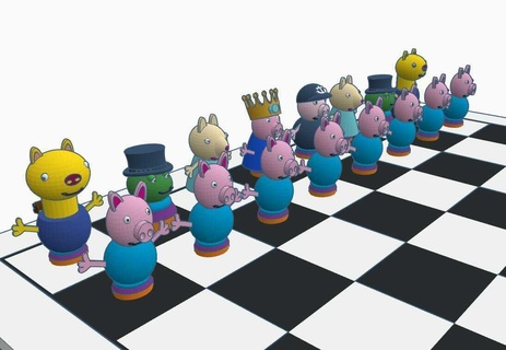 peppa pig chess pieces Game parts 3d print model - Mito3D