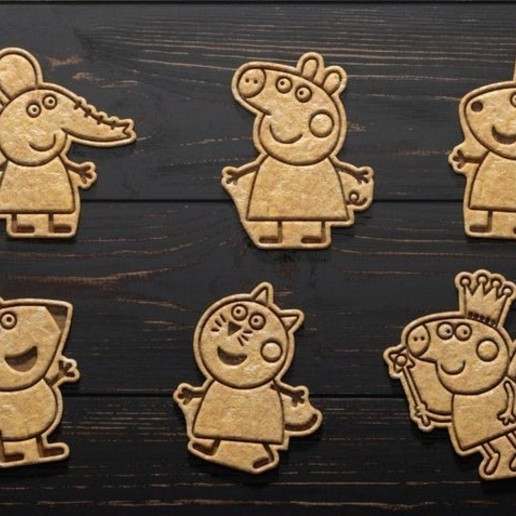 peppa pig à l'emporte-pièce set 6 la maison dessin animé le cochon ensemble timbre cookie les témoins faire cuire cutter cithen tailleurs coupeur de jeu 3D print model - Mito3D