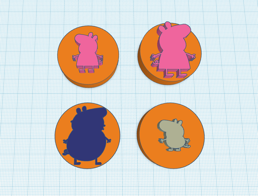 peppa domuz aile pullar kil or play doh kekler dekorasyon pul george anne baba kek oyun hamuru kendin yap eğlence çocuklar oyuncak 3d print model - Mito3D