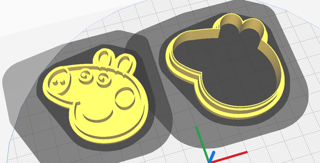 peppa pig head cookie cutter & stamp cake designer 3d print model - Mito3D