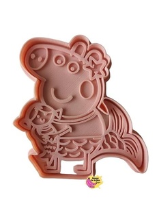 peppa pig mermaid cookie cutter cookies sugar paste biscuit fondant biscuitcutter polymer clay stamp texture texturizer persons cartoons 3d print model - Mito3D