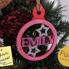 personalised christmas bauble decoration decorations ornament tree craft crafting custom customizable customized customizer gift glitter openscad art 3d print model - Mito3D