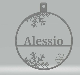 personalizzato pallina Alessio casa noel bruciare Natale 3d print model - Mito3D