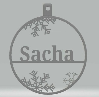 personalized christmas bauble sacha Home #noel #boule #christmas 3d print model - Mito3D
