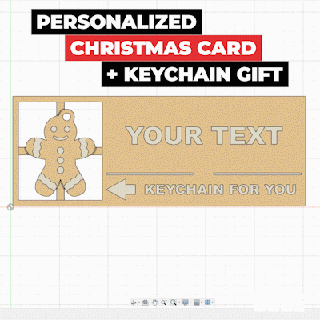 personalized christmas card + gingerbread man keychain gift 3d print model - Mito3D