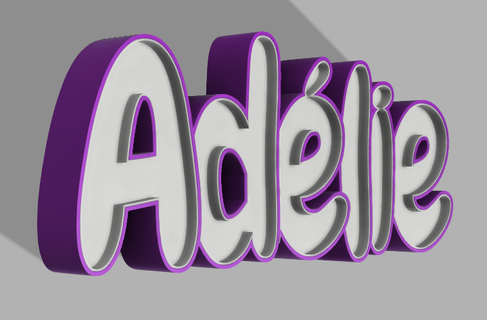personalisiert LED Lampe Name Adelie bebe Nacht Licht Kind Farbe Dekoration Google Assistent lan 3d print model - Mito3D