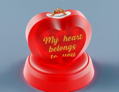 personalized ring box - engagement stand heart shape display unique rotating stl file cnc router files jewelry wooden 3d printing 3d print model - Mito3D
