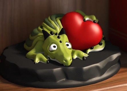 animal monstro namorados 3dartistmag 3d artista mag personagem Dragão destaque presente coração amar romântico brinquedo zbrush esculturas 3d print model - Mito3D