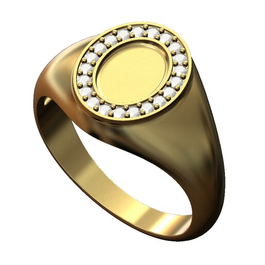 chiquita diamante oval sello anillo 3d impresión modelo joyería joya imprimible oro plata libra esterlina hombres menring Moda lujo moderno clásico minimalista sencillo 3D print model - Mito3D