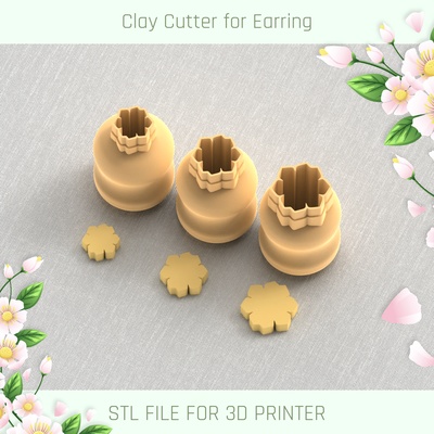 petunia flower mini cutter micro clay 3 sizes polymer tool jewellry stl cutters mirco 3d print model - Mito3D