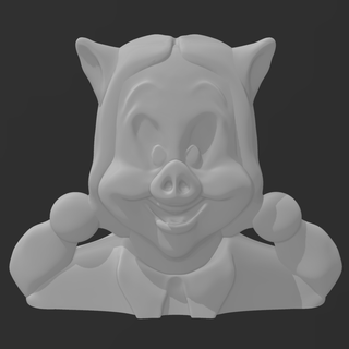 petunia pig head bust porky wall art 3d print model - Mito3D