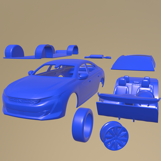 peugeot 508 2019 printable car separate parts body slot 1-10 scalextric tamiya rc miniz crawler kyosho axial traxxas micro 3d print model - Mito3D