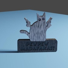 Pewpew Katze Bank Ornament Geschenk Spaß komisch Gewehr Waffen 3d print model - Mito3D
