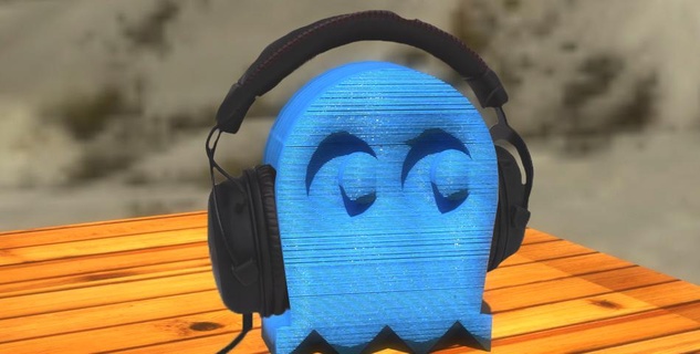 phantom pacman headset holder support gamer ghost art toy low poly gamingxcults 3d print model - Mito3D