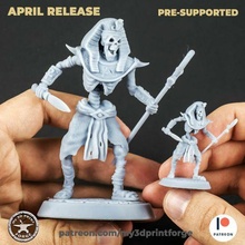 pharaoh skeleton 32mm 75mm pre-supported ancient tomb figure sculpture boss egypt egyptian god rpg mummy undead enemy dungeon dnd pathfinder 3d print model - Mito3D