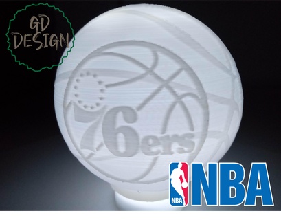 Filadélfia 76ers basquetebol Chá leve lendo luz festa nba 3d print model - Mito3D