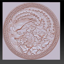 phoenix modelo en 3d bas-relief art animal bird decorative china oriental traditional jewelry jade decoration cnc artcam emboss sculpture engraving woodcarving 3d print model - Mito3D