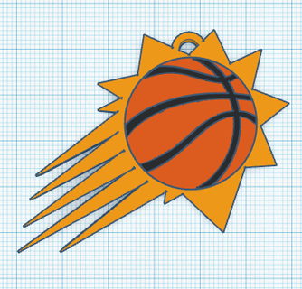 phoenix suns keyring nba basketball booker devin design key ring 3d print model - Mito3D