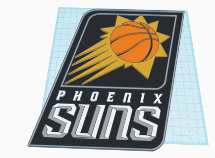 Anka kuşu güneşler logo duvar plak Sanat nba Basketbol insan mağarası Arizona Amerika 3d print model - Mito3D