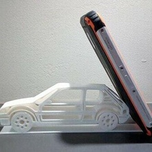 phone holder peugeot 205 gti support telephone pose rac smartphone car colection vintage art deco design laptop tablet stand cell 3d print model - Mito3D