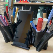 phone pen holder prana stand organizer desktop office student desk 3d print model - Mito3D