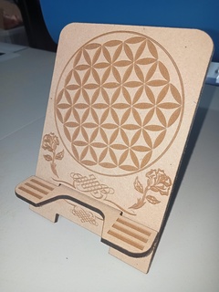 phone stand holder flower life w rose laser cut engrave dxf svg ai abstract patterns arrow symmetrical cool awesome fun intricate mobile cell acrylic mdf wood tribal 3d print model - Mito3D