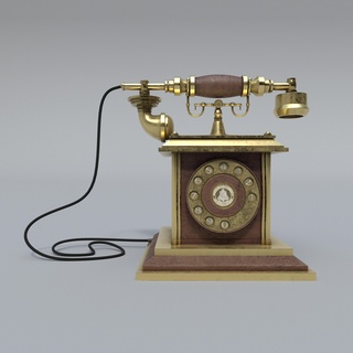 phone vintage telephone wooden body gold tube number model 3d 3d print model - Mito3D