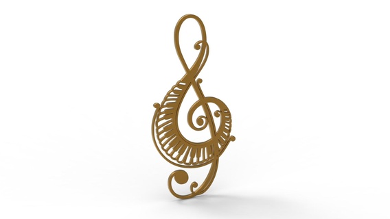 Klavier Musik Hinweis Kunst Logo Dekor Dekoration Musical Instrument 3d print model - Mito3D