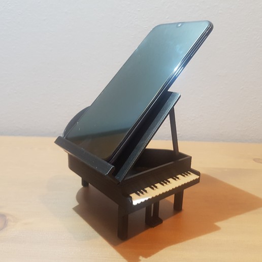 piano phone holder art stl grand mobile movable door 3D print model - Mito3D