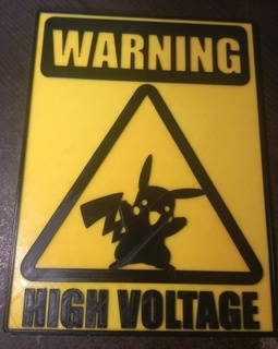 Pikaçu afiş uyarı yüksek Voltaj pokemon 3d print model - Mito3D