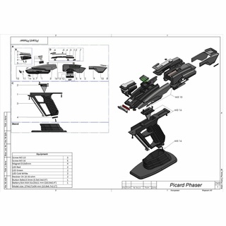 picard phaser Estrela caminhada imprimível 3d modelo stl + cafajeste agrupar pessoal 3d print model - Mito3D