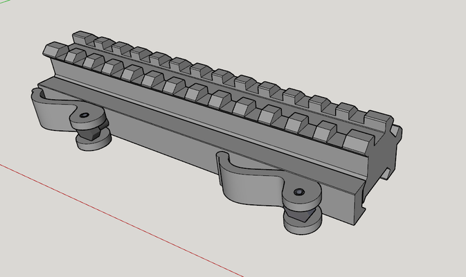 picatinny double rail 13 fente angle monter riser base gadget 3d print model - Mito3D
