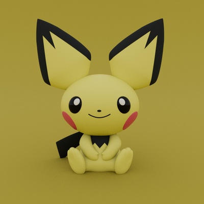 pichu pokemon lindo anime juguete impresión in sitio apoyo 3d print model - Mito3D
