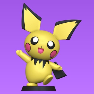 Pichu Pokémon Pikachu Raichu brinquedo arte estatueta figura resina 3d print model - Mito3D