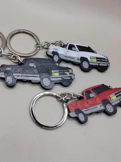 pick up chevrolet 4x4 gadget keychain car autos in layer 3d print model - Mito3D