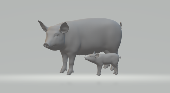 cerdo juego granja animales fundido presión muñecas diorama Barbie acción figura 3d print model - Mito3D