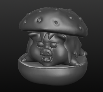 cerdo hamburguesa Cerdo comida divertido 3d print model - Mito3D