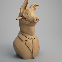 pig bust chief art 3d print model - Mito3D