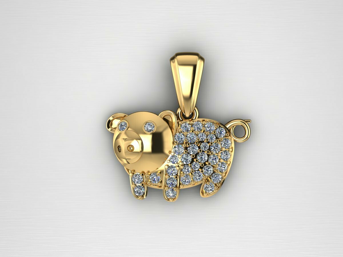 porc Couper diamant pendentif bracelet solitaire bague bijoux moine Budha or engagement mariage goujat imprimable 3d boucle d'oreille bébé art 3D print model - Mito3D