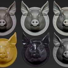 porc tête art animal jouet poly conceptions sculpture accessoires bijoux artisanat DIY 3d print model - Mito3D