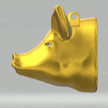 pig head art animal pendant jewel loop 3d print model - Mito3D