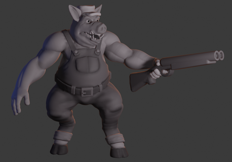 pig man Game beastman boar shotgun fairy tale animal 3d print model - Mito3D
