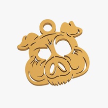 focinho de porco trinket gadget piggy swine sow face snout nose head keychain silhouette shape souvenir medallion newyear 2019 3d print model - Mito3D