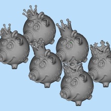 pig royal family game toy king 3d print model - Mito3D