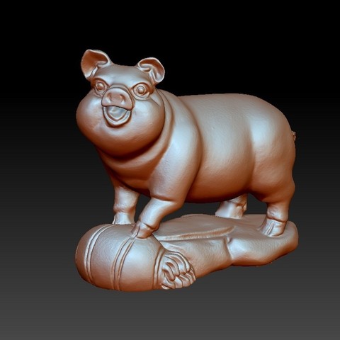 Schwein Skulptur 3d Modell Kunst Tier - Spielzeug Gravur cnc statue 3D print model - Mito3D