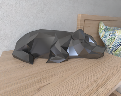 Schwein Schlafen Lowpoly Tier geometrisch Origami Kunst Skulptur Statue facettiert dekorativ Modell Mauer niedrig poly Fantasie 3d print model - Mito3D
