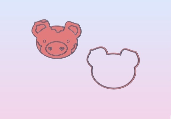 pig stamp cutters cookie cookies cutting cutter mass masses cake cakes cupcakes bakery porcelain ceramics fondant ballina pastry shop 3d print model - Mito3D